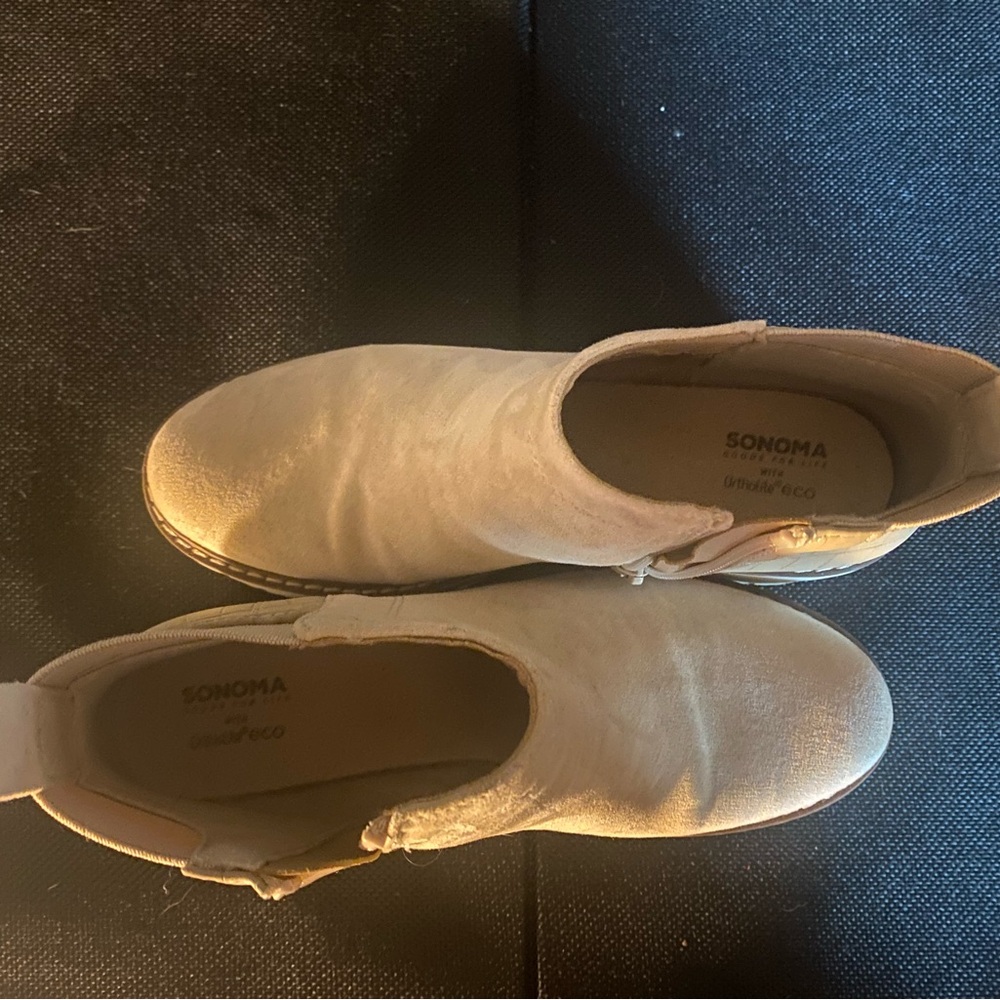 Sonoma Cream Suede Platform Ankle Booties - Picture 2 of 3